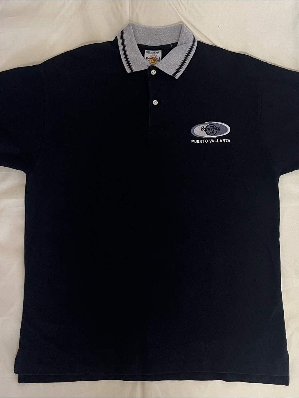 Hard Rock Cafe Black Polo with Gray Contrast Collar. Size XL